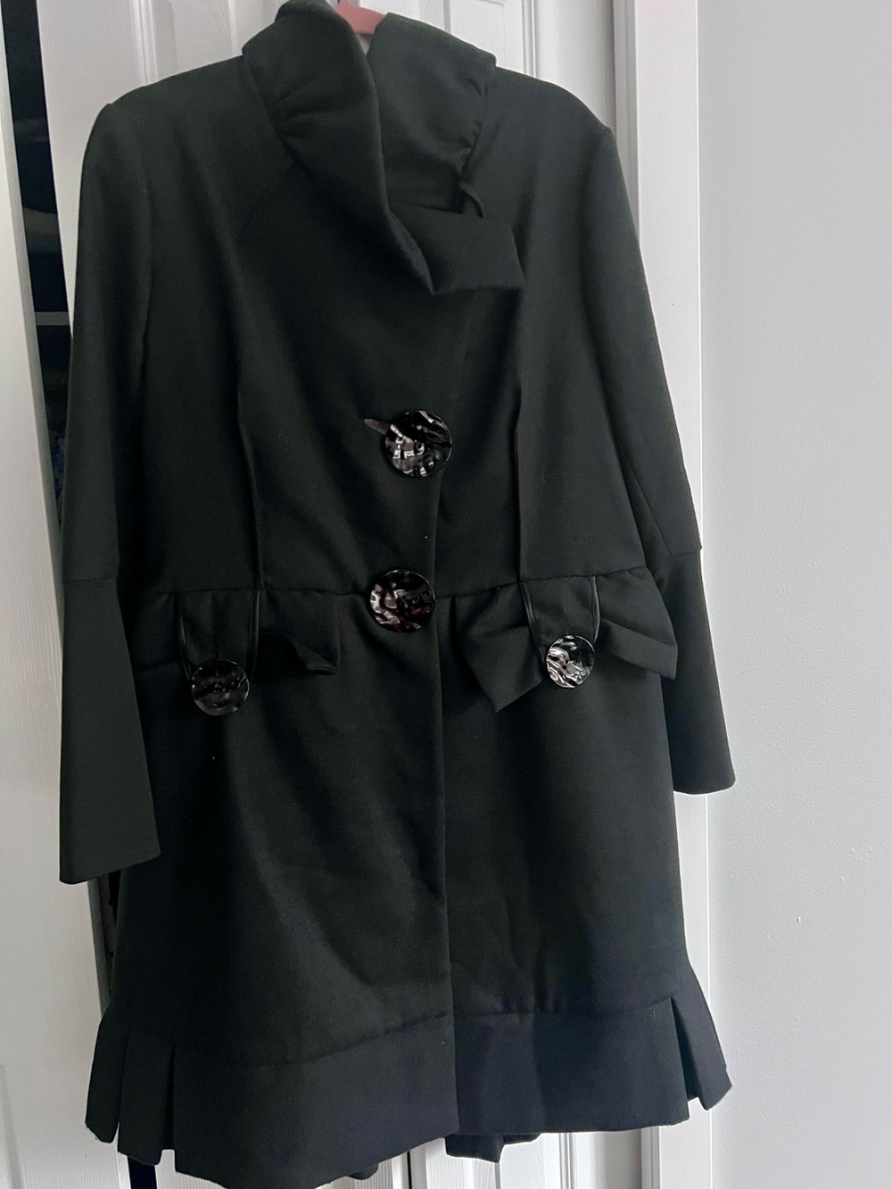 Flattering Black Coat with Feminine Details